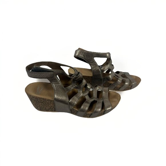 Dansko Selina Pewter Sandals Nappa Leather Strappy Greek Metallic 10.5-11 / 41 - Picture 2 of 4